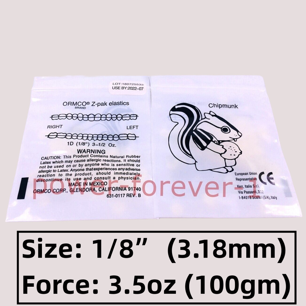 1000Pcs ORMCO Zoo Pack Dental Orthodontic Elastics 3.5OZ 1/8″ Chipmunk Bands