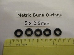 5mm ID x 10mm OD x 2.5mm thick O-ring. Buna-70. Quan 5.