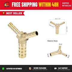 uxcell Reducing Barb Hose Fitting Y Shape Pipe Connector Brass 3/8″ x 1/4″ x