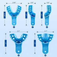 12Pcs Dental Impression Trays Perforated Plastic Denture trays Upper/Lower L/M/S