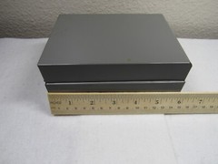 Vintage metal card file hinged top grey