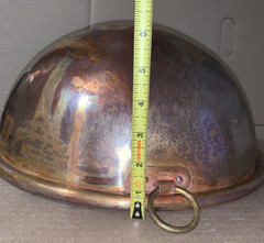 Heavy Solid Copper 14″ Bowl Kettle Rolled Edge Round Base Made In France Antique