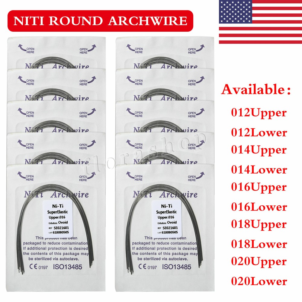 Dental Super Elastic Niti Round Arch Wires Arch Wire for Bracket Braces USA U&L