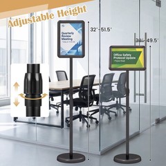 Sign Holder Stand 8.5 x 11 Inch w/ Snap-Open Frame & 360° Rotation for Malls