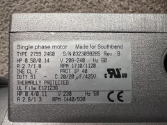 Southbend OEM 1194781 Convection Blower Motor 208-240V 2 speed 50/60 HZ