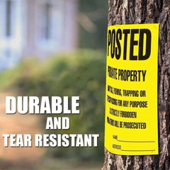 Posted Signs 20-Pack, No Hunting/Trespassing, Heavy Duty, 11″x11″ Yellow