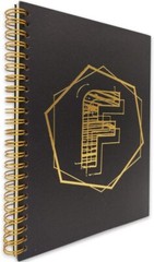 Monogram Letter F Hardcover Spiral Notebook/Journal, Gold Foil Words
