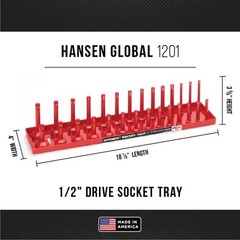 Hansen Global 1201 Red Tough Rugged ABS Plastic Socket Tray 18 L x 0.5 in.