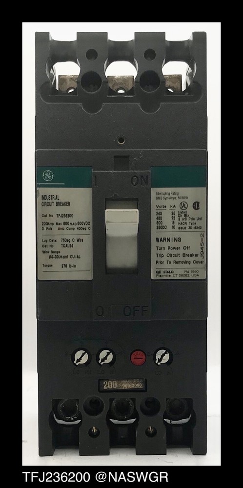 GE TFJ236200 Molded Case Circuit Breaker ~ 200 Amp – Tested/1Yr Warranty