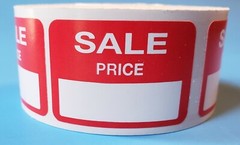 500 Self-Adhesive Sale Price Rectangular Retail Labels Sticker Merch Tag Red