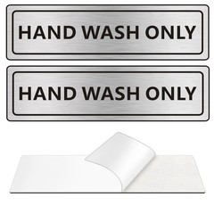 2 PCS Hand Wash Only Sign SelfAdhesive Waterproof Aluminum Metal 7×2 Inch