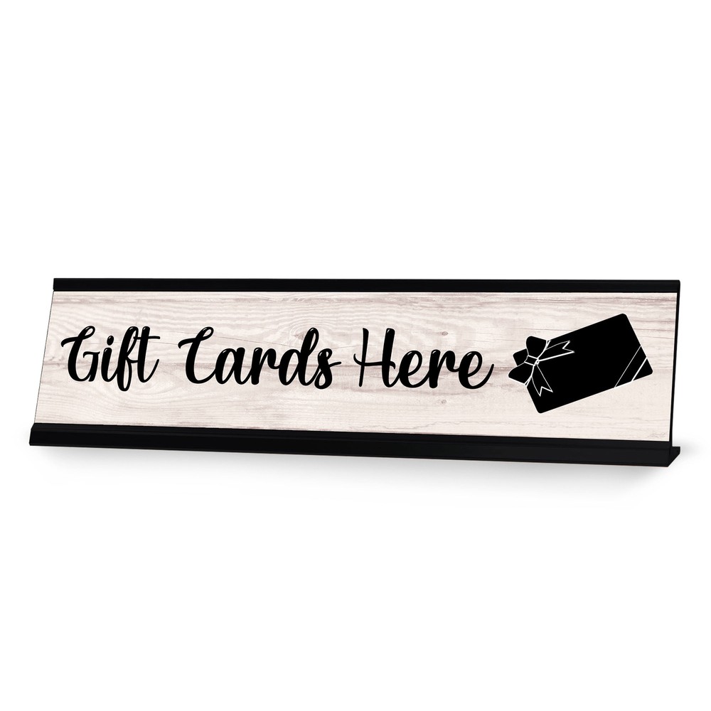 Signs ByLITA Gift Cards Here Graphic Black Frame, Desk Sign (2×8″)