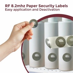 1000 Paper Security Label 1.35 inch (33mm) diam RF 8.2Mhz Clear Checkpoint Co…