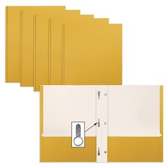 Better Office Products Dark Yellow 2 Pocket Folders with Prongs, 50 Pack, Let…