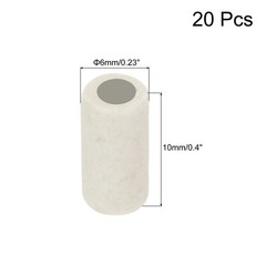 20pcs 3mm Dia Ceramic Tube Insulated Single Bore,6mm x 10mm