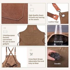 HEAVY DUTY Canvas Kitchen Chef Cooking Apron Cross-Back Adjustable Bib Work BBQ