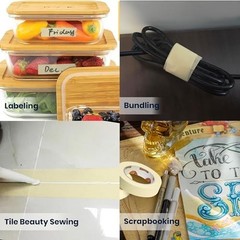 Masking Tape 10 Rolls 0.7 Inch x 60 Yards Beige White Painters Tape for Crafts
