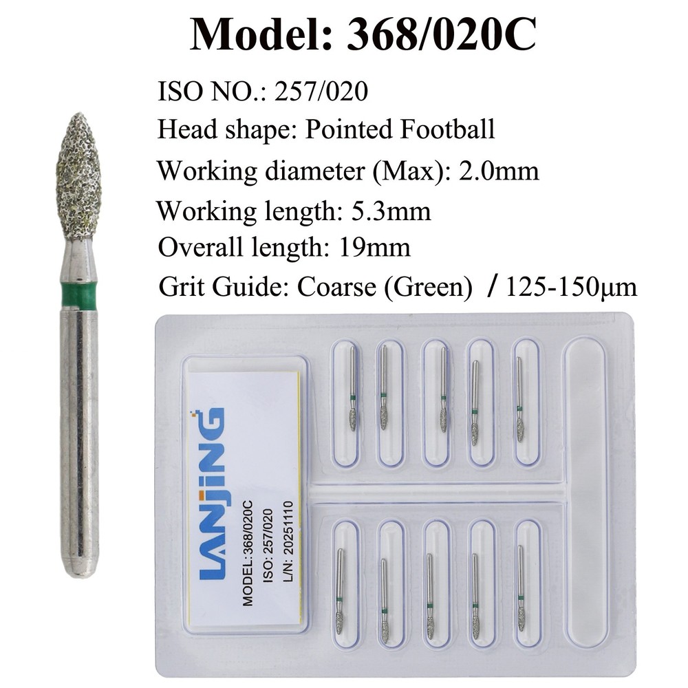 Dental Diamond Bur FG Burs Football Round End Taper Barrel Cylinder Pear Flame