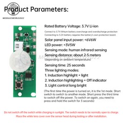 3.7V Infrared Induction Motion Body Sensor Module Solar Lamp Panel Circuit Board