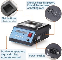 Lead-Free Titanium Solder Pot 500W Dual Digital Display 2.3kg Capacity 600°C Max