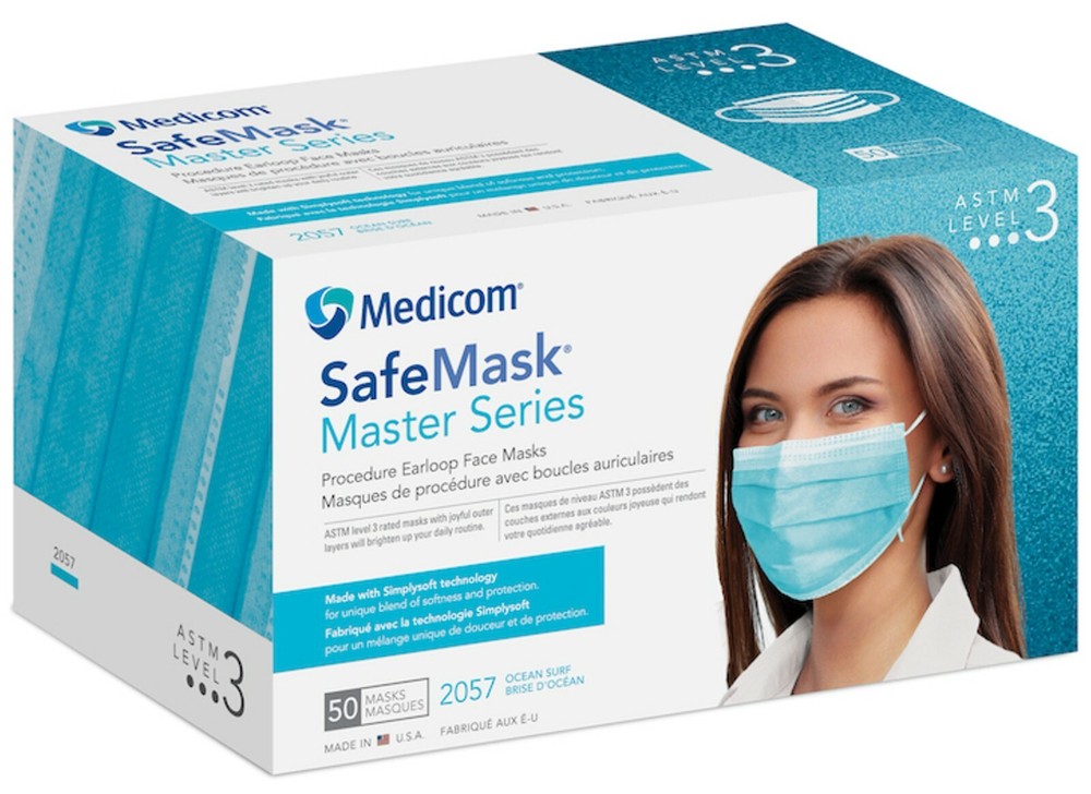 *50-Pack* Medicom SafeMask Master Series ASTM Level 3 Ocean Surf Face Mask 2057