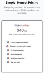 3 months of Service ($120 value) Month To Month Subscription – Custom Website