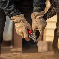 Mens Leather Work Gloves with Reinforced Palm, DIY, Yardwork, Construction,