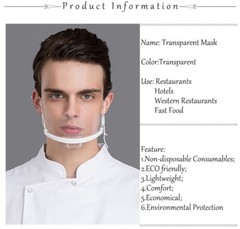Transparent Clear Plastic Anti-fog Mouth Shield Great Restaurant+Straps – 10pcs