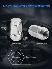 20pcs 1/2″-20 Lug Nuts – Compatible with 1987-2018 Jeep Wrangler, 1993-2010 Gran