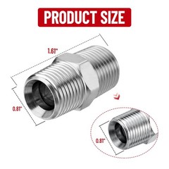 10 Pack Hydraulic Hose Adapter Fittings: 1/2″ NPTF Male x 1/2″ NPTF Male w/Cover
