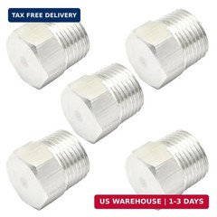 VIKKSAER 5 Pcs Stainless Steel 3/8″ NPT Male Pipe Plug Fitting, Hex Head, High T