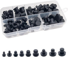 100 Pcs Silicone Rubber Hole Plugs Set – 9 Sizes T-Type Black Silicone Plugs Cap