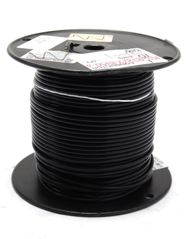 M16878/4-BMG-0, 10AWG Silver Plated, PTFE Jacketed Wire, Black, 100ft