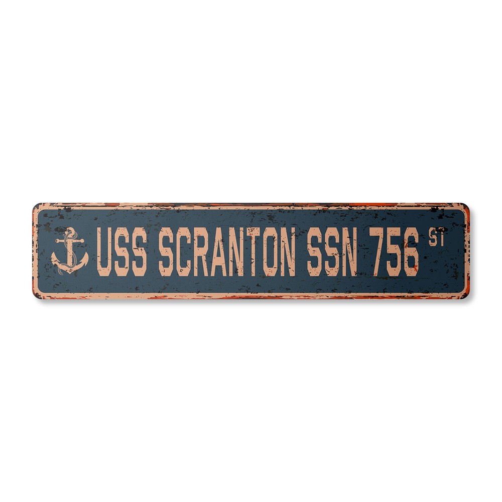 USS SCRANTON SSN 756 Vintage Street Sign us navy ship veteran sailor rustic gift
