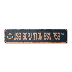 USS SCRANTON SSN 756 Vintage Street Sign us navy ship veteran sailor rustic gift