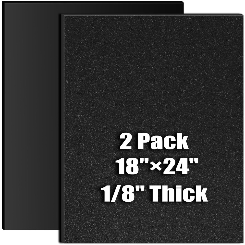 ABS Plastic Sheet 1/8 Inch 3MM Thick 12″ x 24″ 2-Packï¼ŒBlack Rigid Moldable Pa