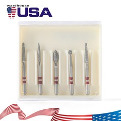 5pcs Dental Diamond Zirconia Cutting Burs Kit FG 1.6mm Fit High Speed Handpiece