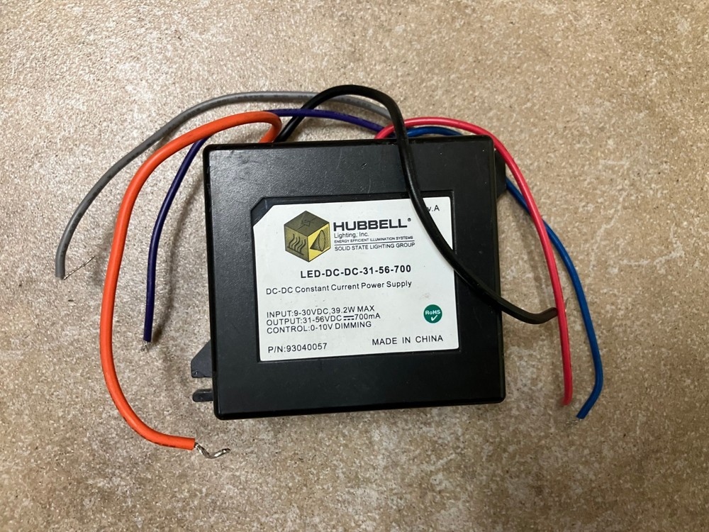 HUBBLE LIGHTING LED-DC-DC-31-56-700 LED DRIVER, DIMMING, 40W, 700mA, 1/PACK