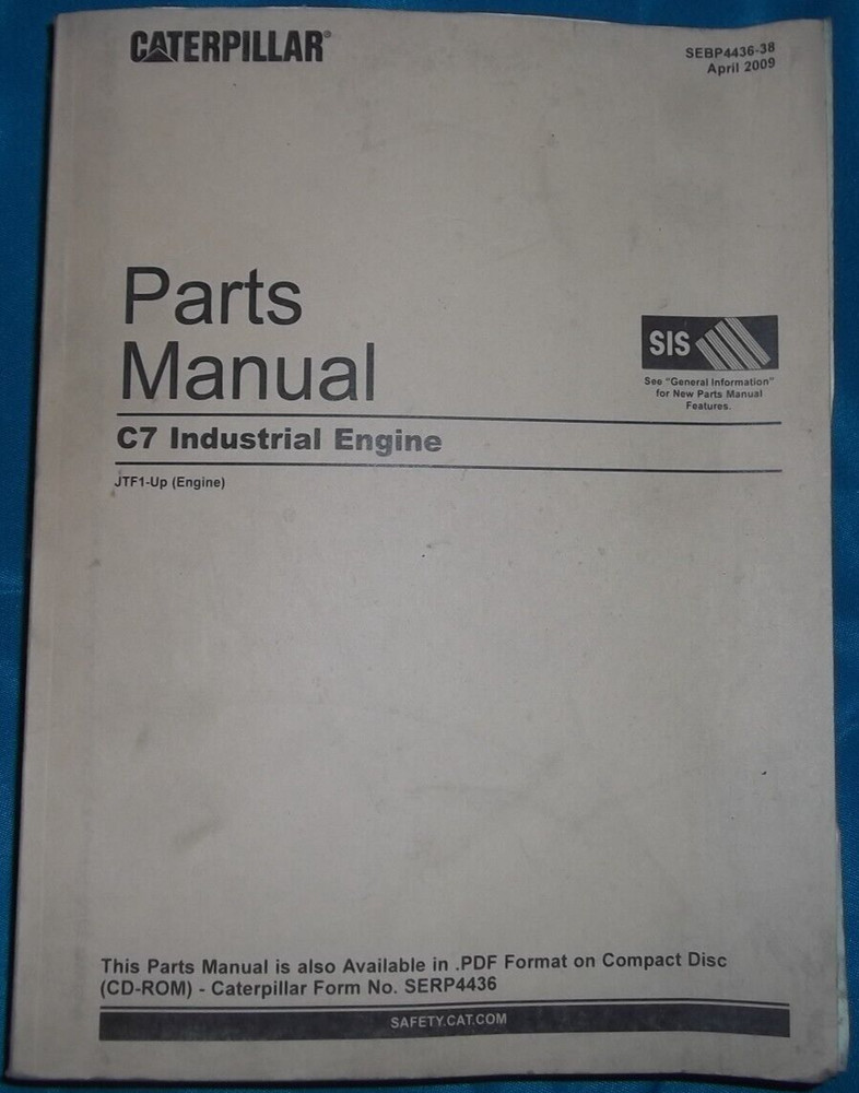CAT CATERPILLAR C7 INDUSTRIAL ENGINE PARTS BOOK MANUAL S/N JTF1-UP SEBP4436