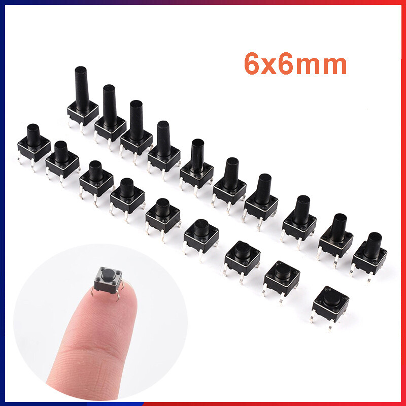 6x6mm Tactile Tact Push Button Switch 4 Pin DIP Through Hole SPST PCB Miniature