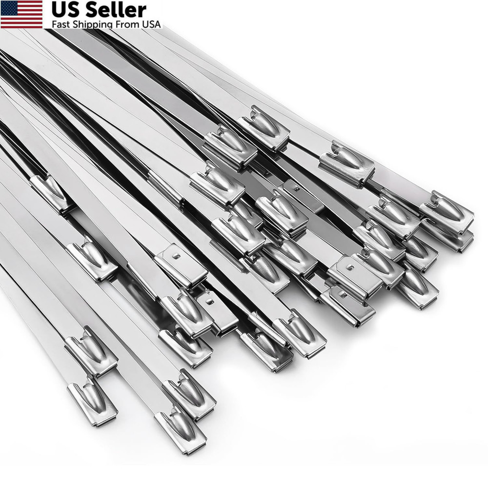 Metal Zip Ties 11.8 inch 100pcs 11.8x 0.18 x 0.01 inches (L*W*T), Silver