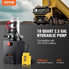 VEVOR 10 Quart Double Acting Hydraulic Pump 12V for Dump Trailer Folklift 2.1HP