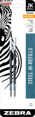 Zebra Pen JK-Refill 0.5mm Fine Black Gel Ink Refills G-402 STEEL 2-Pack 88012