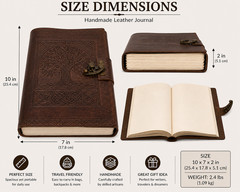 Large Leather Journal 10×7 Vintage Notebook Diary Writing Book Clasp