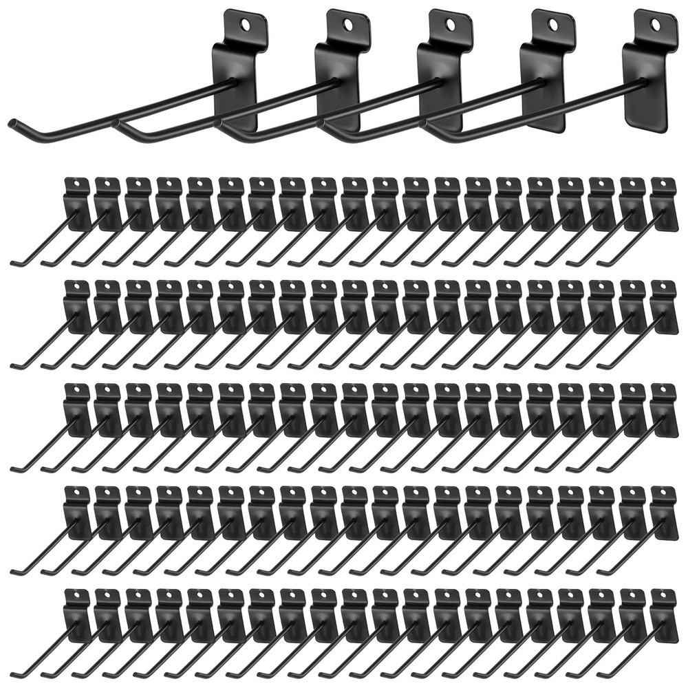 Blulu 200 Pcs 6 Inches Slatwall Hooks Accessories Black Slat 6 Inch,