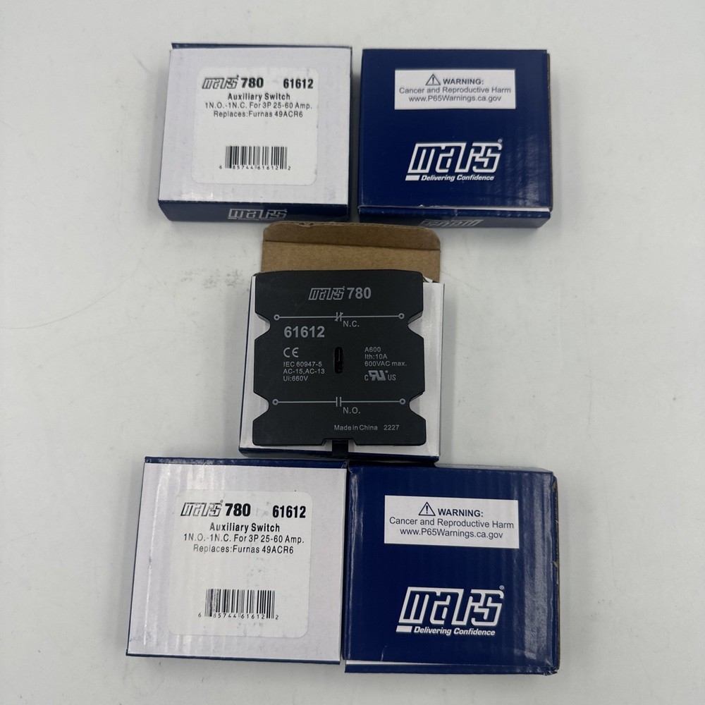 Lot of 5 Mars 780 61612 Auxiliary Switches Replaces Furnas 49ACR6