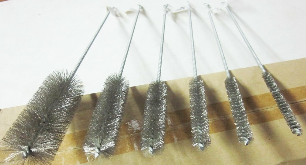 6pc 16″ STAINLESS STEEL WIRE ROUND TUBE GUN CLEANING BRUSHES 3/8″-1-1/2″ BRUSH