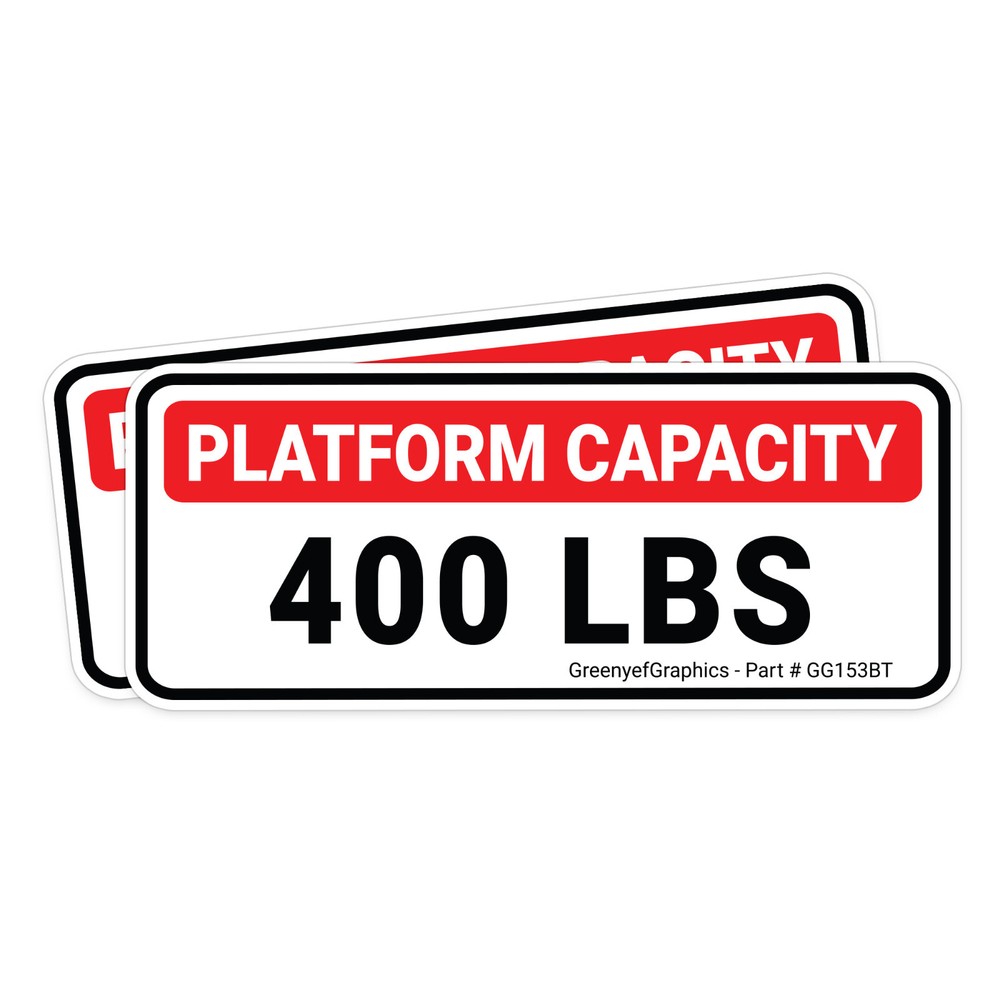 (2 Pack) Platform Capacity Sticker 400 lbs (181 kg) Safety OSHA Laminated Decal