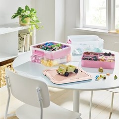 3.9gal Building Brick Play Latching Stacking Storage Pink