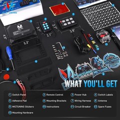 P1Y APP+Wireless Remote RGB Switch Panel LED Circuit Control Box for Car RV SUV